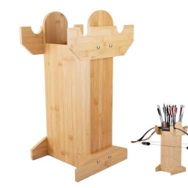 Imagem de HDYEGIOU Suporte de arco e flecha de madeira