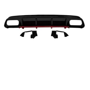Imagem de Difusor de para-choque traseiro de fibra de carbono com escapamento, compatível com Mercedes Benz Classe A W176 A200 A45 AMG 2016-2018, acessórios para carro(Red Diffuser)
