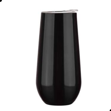 Imagem de Kit 10 Copos Taça Champanhe Vinho Espumante Drink 180ml Aço Inox Luxo (PRETO)