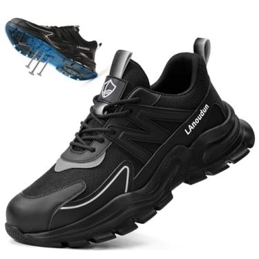 Imagem de KGJIANDA Tênis de bico de aço para homens, sapatos de bico de aço para homens e mulheres, tênis de trabalho leves e confortáveis, tênis de segurança para construção, indestrutível, à prova de