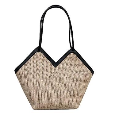 Imagem de YOUTHINK Bolsa de Couro de Palha para Mulheres, Mannda de Ombro de Moda de Moda, Com Grande Capacidade, Bolsa Casual Clássica para Uso Diário, Trabalho, Presente para Ela (Preto)