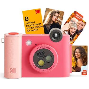 Imagem de KODAK Smile+ Câmera de impressão instantânea digital 2 em 1 e impressora fotográfica Bluetooth sem fio - 10 MP, lente rotativa de efeito especial, fotos adesivas Zink 5 x 7.6 cm, impressão via