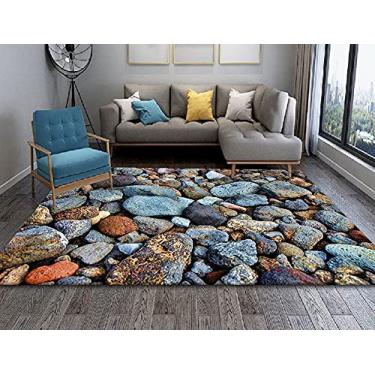 Imagem de Tapete de área 3D vida interna tapete antiderrapante paralelepípedos tapete tridimensional visão tapete de corredor hotel escritório criativo quarto pedra tapete de chão B-200 * 300cm (cor: D, tamanho: 140 * 200cm)