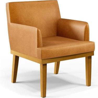 Imagem de Poltrona Base Mel Beatriz material sintético Whisky - LYAM DECOR