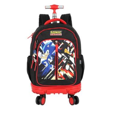 Imagem de Mochila Com Rodinhas 360º Sonic The Hedgehog Preto Luxcel MC49832SO La