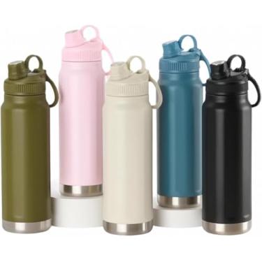 Imagem de Garrafa Térmica Inox 304 800ml com Tampa de Rosca e Alça de Transporte - Mantém Bebida Gelada ou Quente - Ideal para Academia, Escola e Trabalho (Verde Escuro)