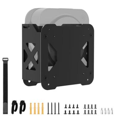 Imagem de Suporte VESA adequado para Mac Mini M4, suporte de parede, suporte sob a mesa, suporte de braço de monitor com alças de cabo compatível com Mac Mini M4, economia de espaço e instalação flexível