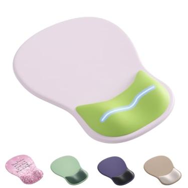 Imagem de Mouse pad ergonômico com descanso de pulso, bonito suporte de pulso de gel para mousepad - pequeno mini portátil para viagem, mouse pads para mesa, computador, escritório e decoração de casa (rosa e