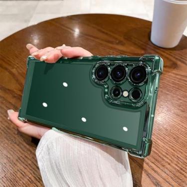 Imagem de Capa de acrílico híbrida resistente a choques com revestimento de luxo para Samsung Galaxy S25 Edge S24 Ultra S23 S22 Plus S21 S20 (para Samsung S24 FE/verde)