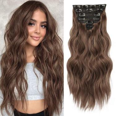 Imagem de Extensões de cabelo NAYOO Clip em 50 cm, ondulado, encaracolado, casta