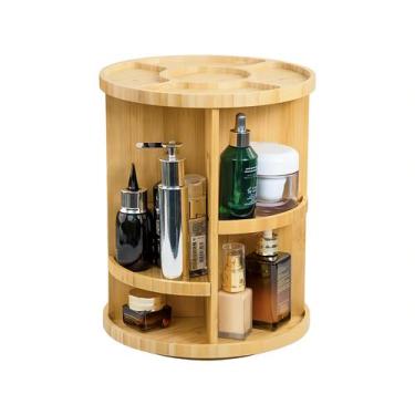 Imagem de Organizador de maquiagem VVW Rotating Bamboo 360 Spinning Beige