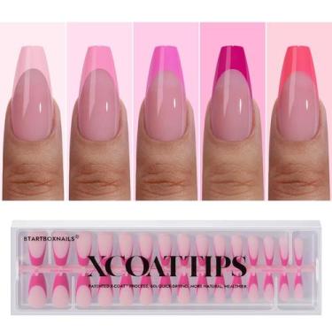 Imagem de Press On Nails Bartbox Nails XCOATTIPS Pink French Tip - btartboxnails