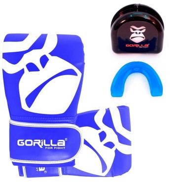 Imagem de Kit Treino Muay Thai Luva Bate Saco Pro + Protetor Bucal Profissional Moldável Com Capinha Gorilla-Unissex