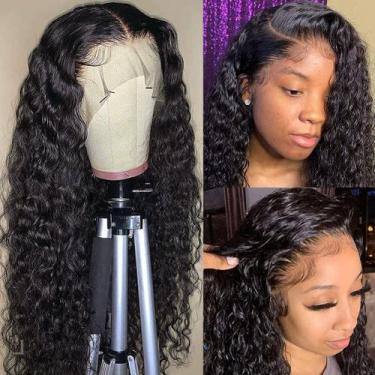Imagem de Perucas frontais de renda Alibeauty Water Wave 200% de densidade 50cm
