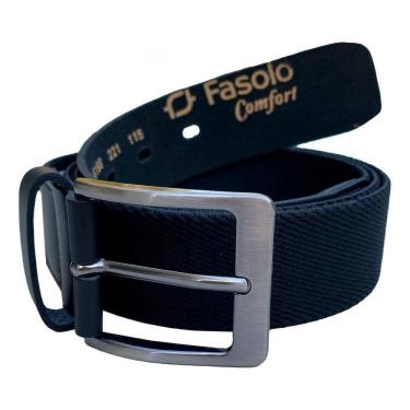 Imagem de Cinto Masculino Elástico De Couro Fivela Fasolo Preto 120