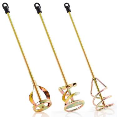 Imagem de MorningRo Conjunto de 3 misturadores de tinta para broca de resina epóxi, lama, lâminas de cimento, agitador de tinta, pás de mistura de 39,9 cm e rotor de mistura de 5,8 cm (ouro)