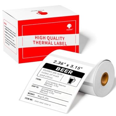 Imagem de Phomemo Etiquetas térmicas - Etiquetas adesivas para etiquetadoras M220/M250/M221/M260, 60 mm x 80 mm, 100 etiquetas adesivas brancas multiusos para alimentos, supermercado, endereço
