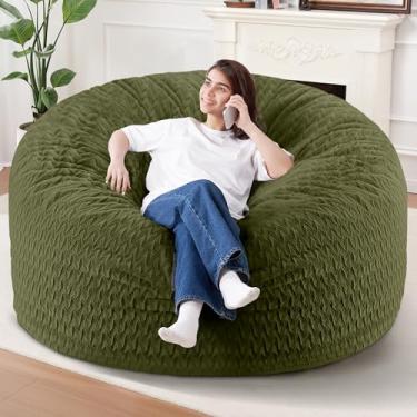 Imagem de Cadeira de pufe de 1,8 m, cadeiras gigantes para adultos, sacos de feijão grandes com enchimento de espuma de memória, cadeiras grandes com capa de pelúcia Chevron - verde