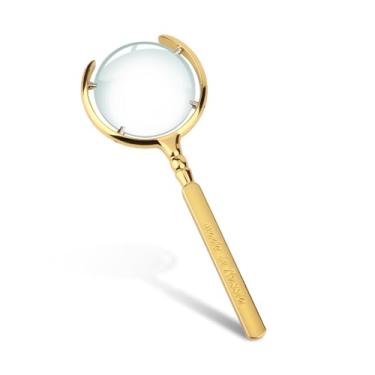 Imagem de Lupa portátil portátil, lupa de leitura de metal 8x para leitura de livros, jornais, inspeção, hobbies, degeneração macular, mapas, peso de papel, pequenas impressões etc.