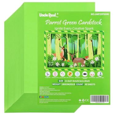 Imagem de Cartolina verde papagaio com 40 folhas - 21 x 28 cm, capa dupla face, papel para impressora de 29,5 kg, perfeito para álbuns, artesanato, cartões de visita 180 g/m² UAP25PG040