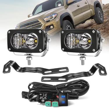 Imagem de NORTHYUN Kit completo de luz de vala LED Tacoma, cápsulas de LED de 7,6 cm 50 W com suportes de montagem no capô e chicote de fiação, luzes off-road de feixe combo compatíveis com Toyota Tacoma 2016