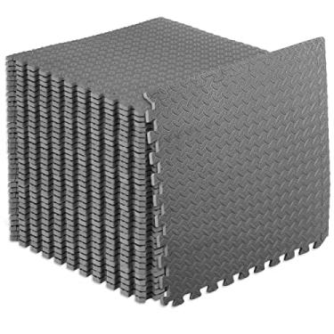 Imagem de ProsourceFit Tapete de exercício para quebra-cabeça de 1,27 cm, revestimento de espuma de EVA interligada para equipamentos de academia e almofada para treinos, cinza 3,5 m quadrados, 1,27 cm cinza pacote com 6