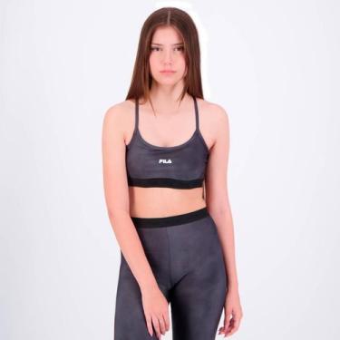 Imagem de Top Fila Train Elastic V Feminino Cinza, GG