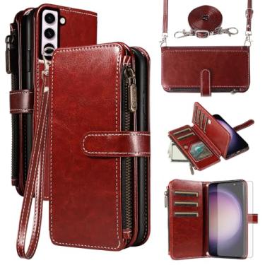 Imagem de Asuwish Capa de celular para Samsung Galaxy S23 5G com protetor de tela de vidro temperado e cordão com zíper carteira porta-cartão suporte acessórios de celular S 23 23S GS23 G5 SM-S911U 15.5 cm