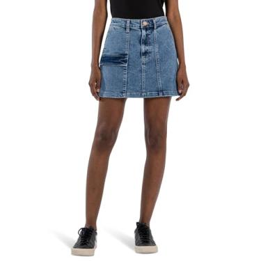 Imagem de KUT from the Kloth Saia feminina Zoe Seam at Frt-Slash Slong Rt BTM Pkts, Alarmante, 14 Short