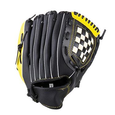 Imagem de Luvas de beisebol lançador de campo resistente ao desgaste luva de beisebol luvas de dedo de softball tamanho opcional para crianças adultos jovens (cor: Adulto Black, tamanho: Adulto 12,5")