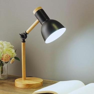 Imagem de Luminária de Mesa Retrátil com Base de Madeira | Design Moderno, Ajustável e Compacto – Ideal para Escritório e Estudo. (PRETA)