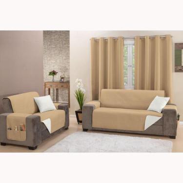 Imagem de Kit 2 Pçs Capa Protetora de Sofá King 2 e 3 Lugares Impermeável Dupla 