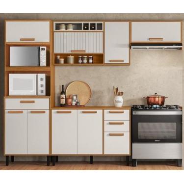 Imagem de Cozinha Modulada Compacta 4 Peças 9 Portas 3 Gavetas e Nicho para 2 Fo
