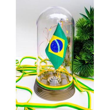 Imagem de Luminária Redoma / Cúpula com Bandeira do Brasil  Luzes de LED Quente 