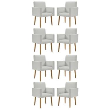 Imagem de Kit 08 Poltronas Nina Decorativa Para Recepção Balaqui Linho Cor:linho Cinza Claro