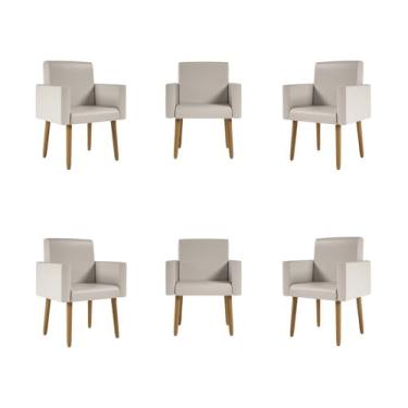 Imagem de Kit 06 Poltronas Decorativa Recepção Oferta Courino Balaqui Cor:courino Bege