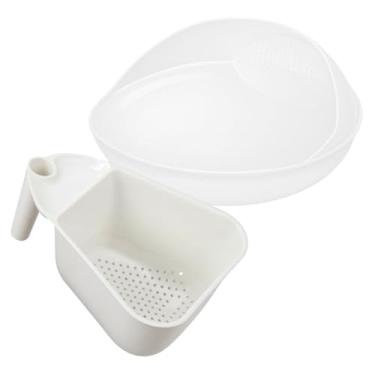 Imagem de Kit Escorredor De Massas Macarrão E Legumes Frutas Vegetais Com Alça + Lava Arroz Plástico Cores (Duo Branco)