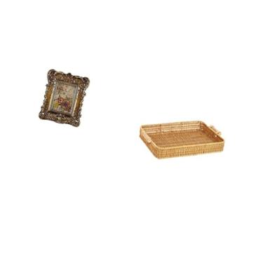 Imagem de Fenteer Moldura Floral Esculpida à Mão, Cestas de Frutas Trançadas, Suporte para Fotos, Mesa, Montagem Na Parede, Tigela de Servir Lanches Antigos, Cesta de F