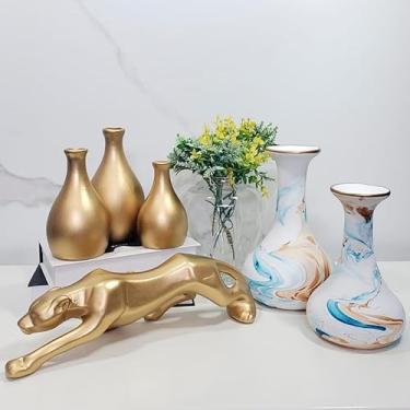 Imagem de Conjunto 6 PeçAs Kit Enfeite CerâMica Vasos Sala Completo Decorativas Trio Rack Centro Mesa Cozinha Jarros Decorativos Para Sala DecoraçãO(ZIFE MESC A. PANTERA DR G DR)