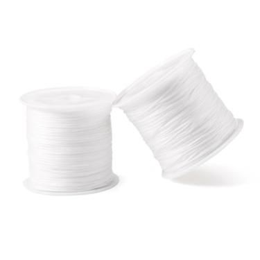 Imagem de 2 rolos de fio de nylon de 0,8 mm para pulseiras trançadas, cordão de nó chinês para fazer joias, macramê, artesanato, amizade, pulseira, colar, sino de vento, branco