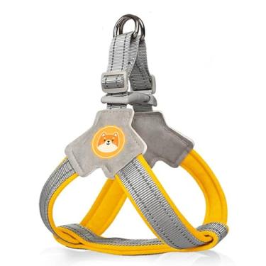 Imagem de COODEO Peitoral antipuxão para cães com enchimento de malha respirável, tiras refletivas, design antiescape, ajuste rápido para treinamento e caminhada para cães pequenos, médios e grandes (amarelo