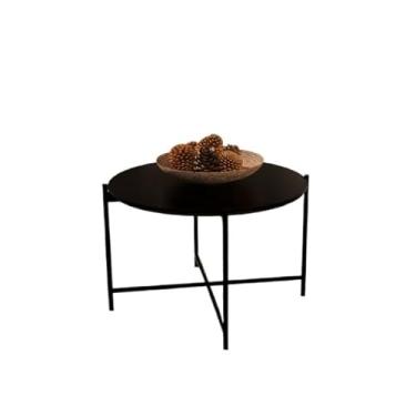 Imagem de Mesa Centro, Mesinha de Centro Apoio Redonda Estilo Industrial Mesa Moderna Minimalista Articulada Sala(preto)