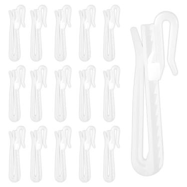 Imagem de 80 ganchos de cortina de plástico, ganchos de cortina ajustáveis de 6 x 2,5 cm para cortinas, ganchos de pregas, gancho de cortina catraca para cortina de chuveiro, casa, hotel, sala de estar (branco)