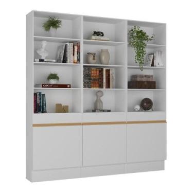 Imagem de Armário/estante Escritório 3 Portas Branco/dourado - MULTIMOVEIS
