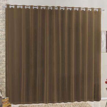 Imagem de Cortina 2 Mts Sala Quarto Voal e Linho para Varão Barata Tabaco