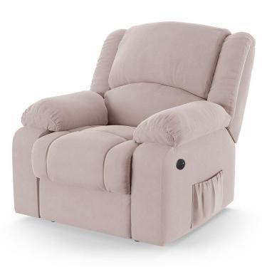 Imagem de Poltrona Do Papai Reclinável Melim Power Elétrica Usb Veludo Fh1 - D'rossi Cor Rose