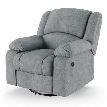 Imagem de Poltrona Do Papai Reclinável Melim Glider Giratória Usb Linho Fh1 - D'rossi Cor Cinza