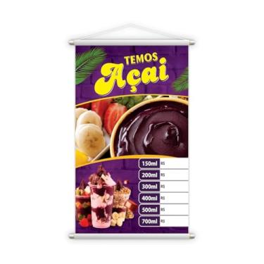 Imagem de Banner Temos Açaí Com Valores Copos 60x40cm