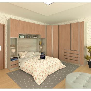 Imagem de Guarda Roupa Canto 11 Portas E 11 Gavetas Crema Com Cumaru