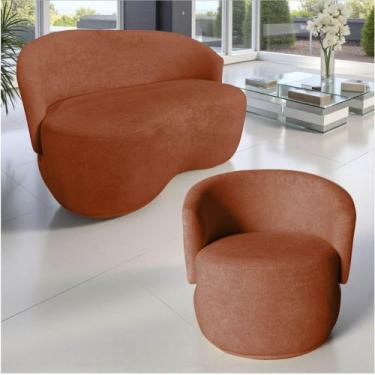 Imagem de Kit Namoradeira + Poltrona Decorativa Beatriz Orgânica Veludo Terracot